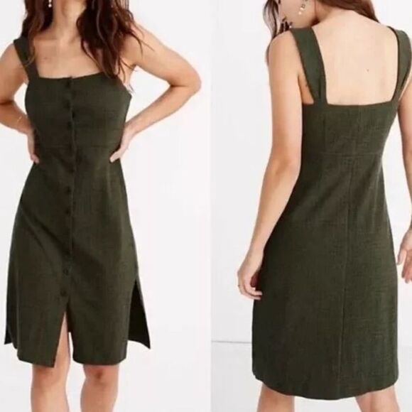 Madewell Dresses & Skirts - Madewell Texture & Thread Button-Front Tank Dress in Olive Green Size Medium